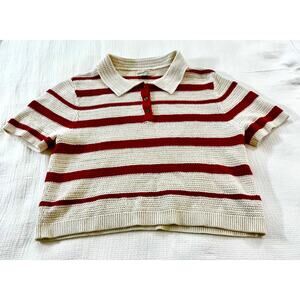 Universal Thread Knit Polo Red & White Stripe Women's US XL
